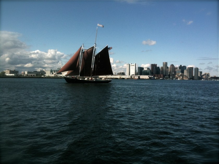 Schooner off the coastline of Boston